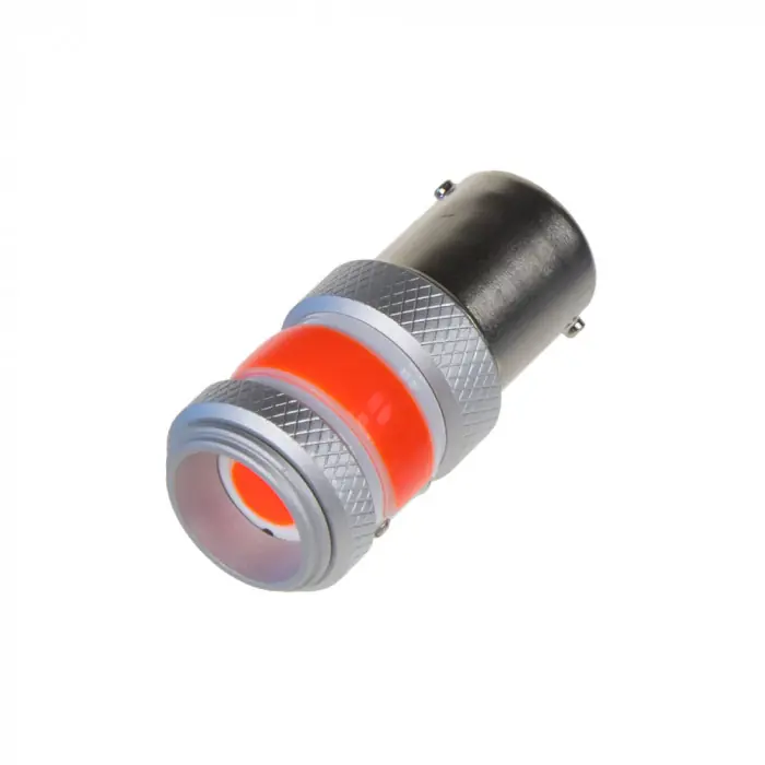LED BA15s červená, COB 360⁰, 9-60V, 12W - Premium