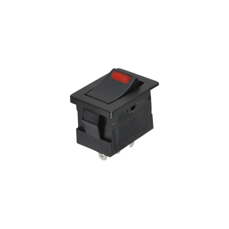 Kolebkovy spinac obdelnikovy s LED ruda | Novinka