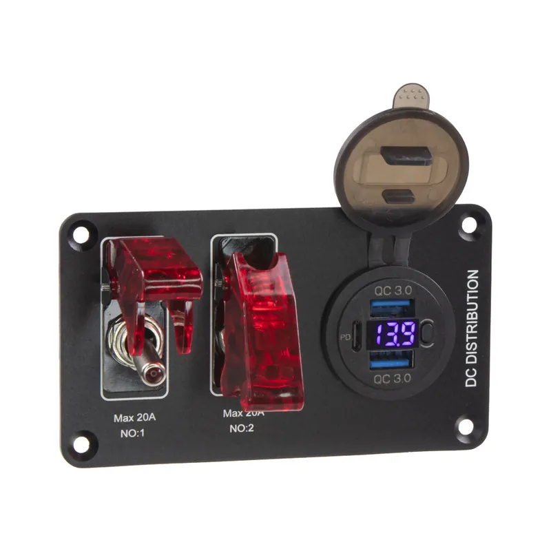 Panel s 2x spínači + 2xUSB, 1xUSB-C + voltmetr 12V | Výborné hodnocení