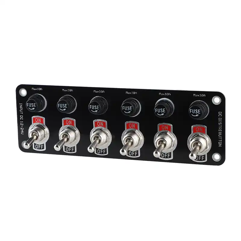 Sleva navíc - Panel s 6x spínači + 6x pojistky, 12/24V