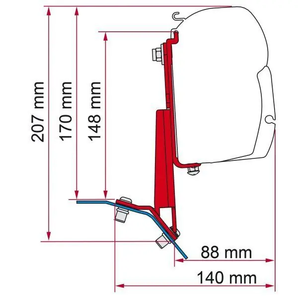 Nejlepší cena - Adaptér pro Fiamma F35/F43/F45 na Ford Custom se zvedací střechou