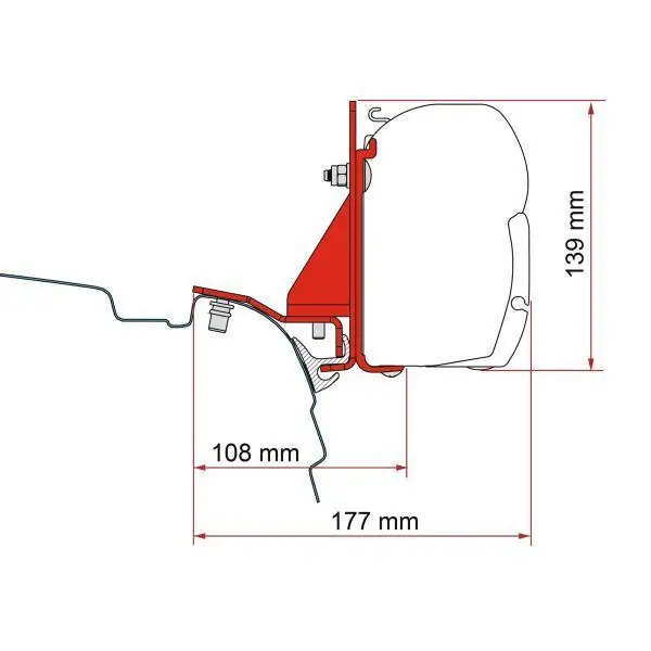 Adaptér pro markýzu Fiamma F45 na vozy VW T5/T6 s okapničkou multirail - Výhodný nákup