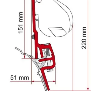 Zbývá pár kusů | Adaptér Fiamma F35, F45 a F43van pro VW T4 s okapničkou Multirail nebo Brandrup